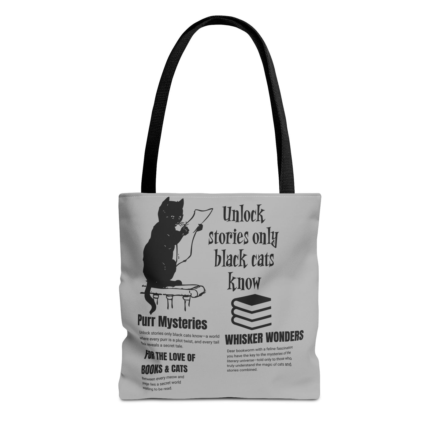 Black Cat & Books Tote Bag – Whimsical Style for Cat and Book Lovers