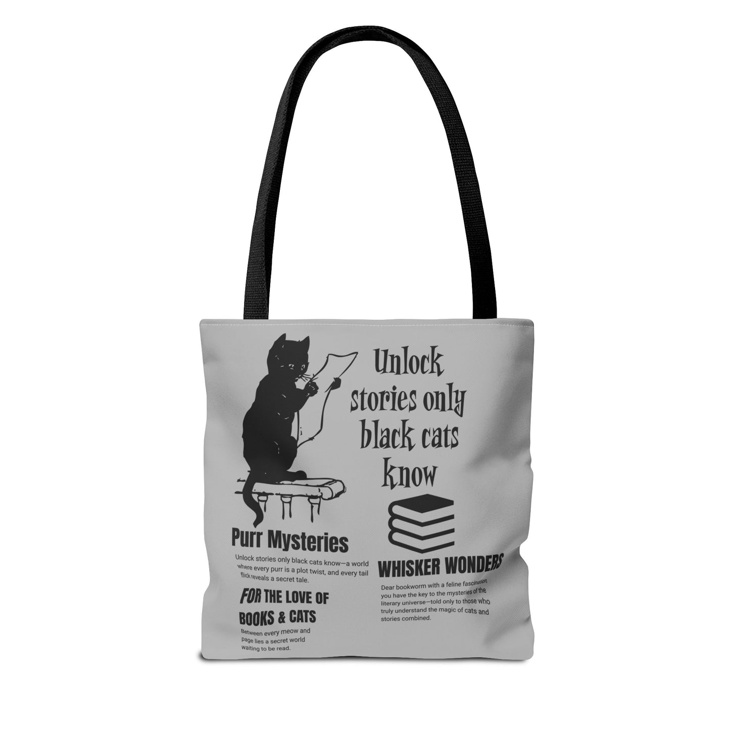 Black Cat & Books Tote Bag – Whimsical Style for Cat and Book Lovers