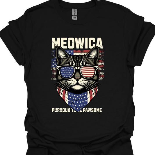 Cat Lover T-Shirt, Meowica – Patriotic Style for Proud Cat Lovers