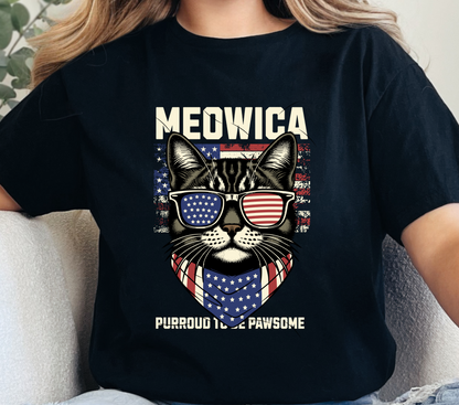 Cat Lover T-Shirt, Meowica – Patriotic Style for Proud Cat Lovers