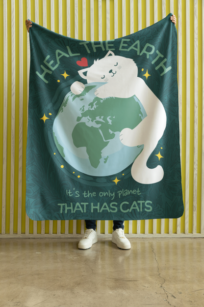 Heal The Earth Cat Lover Sherpa Blanket – Feline Warmth Meets Earthy Charm