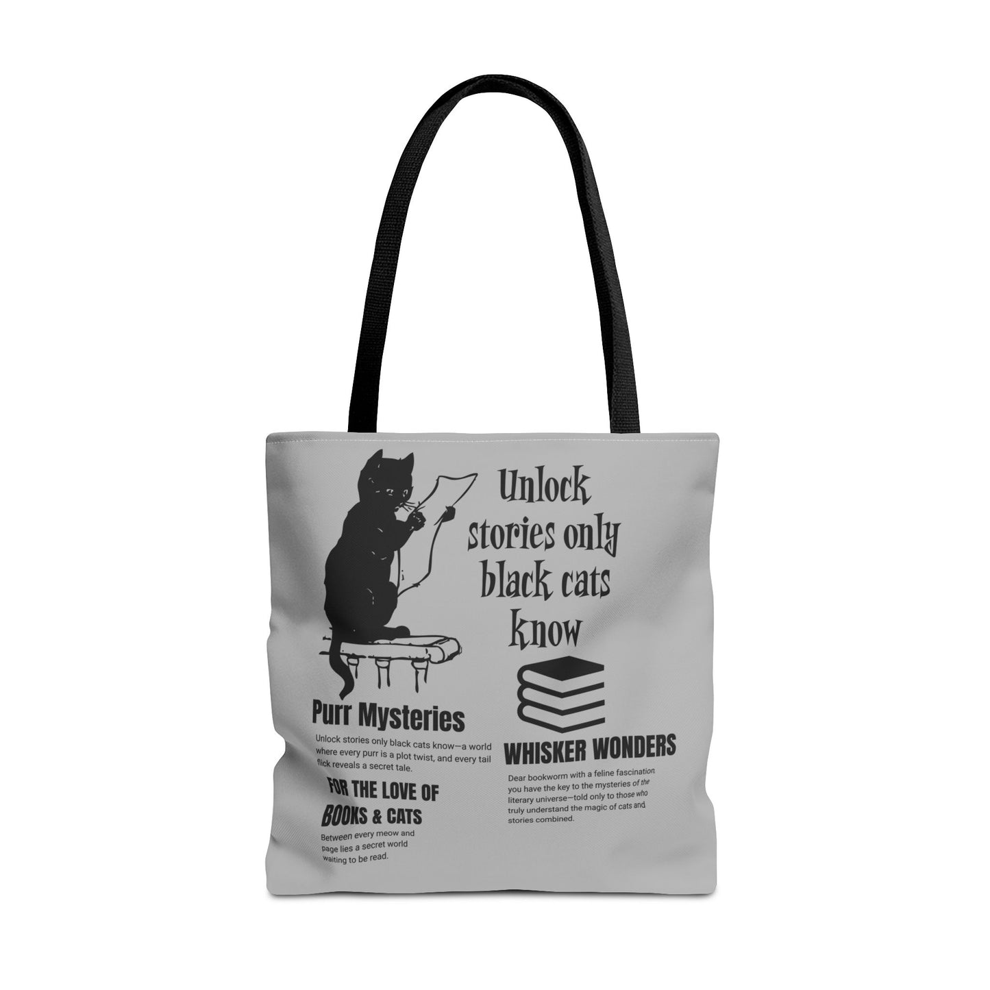 Black Cat & Books Tote Bag – Whimsical Style for Cat and Book Lovers