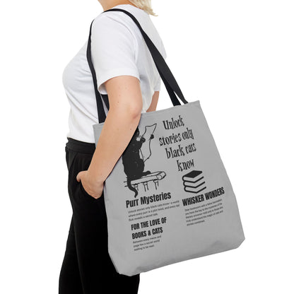 Black Cat & Books Tote Bag – Whimsical Style for Cat and Book Lovers