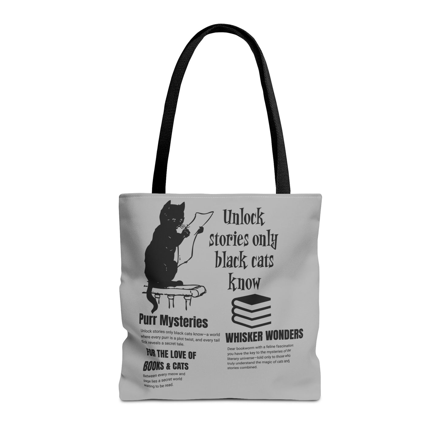 Black Cat & Books Tote Bag – Whimsical Style for Cat and Book Lovers