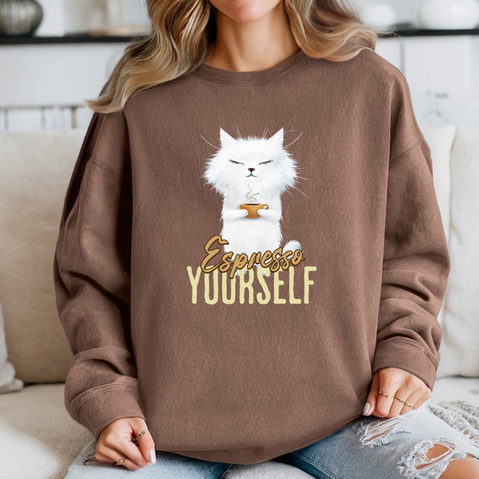 Cat Lover Sweatshirt – Espresso Yourself Coffee & Cat Design