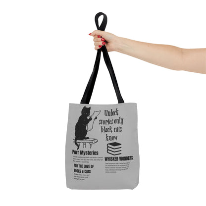 Black Cat & Books Tote Bag – Whimsical Style for Cat and Book Lovers