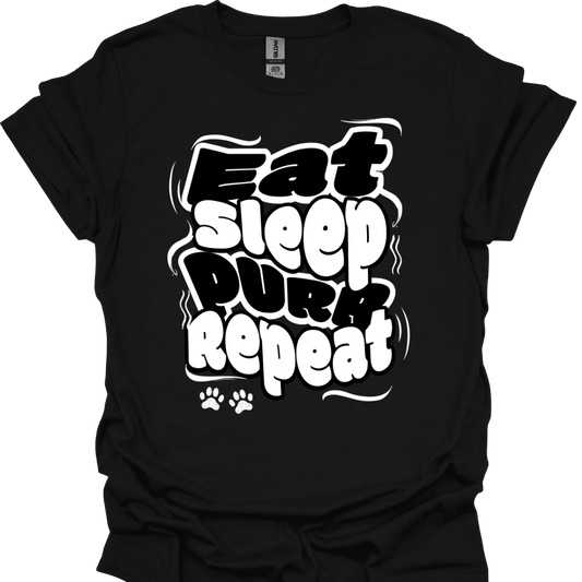 Eat Sleep Purr Repeat T-Shirt – Fun & Cozy Design for Cat Lovers | Unisex Tee